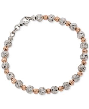 Giani Bernini Two-tone Textured Beaded Bracelet, Created For Macy's