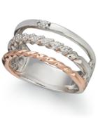 Diamond Stack Look Ring (1/8 Ct. T.w.) In 14k White & Rose Gold