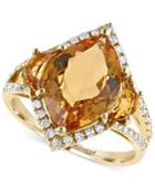 Effy Citrine (4-1/5 Ct. T.w.) And Diamond (1/4 Ct. T.w.) Ring In 14k Gold