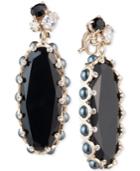 Carolee Gold-tone Crystal & Stone Clip-on Drop Earrings