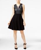 Guess Annaluna Faux-leather Fit & Flare Dress