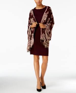 I.n.c. Floral Jacquard Wrap & Scarf In One, Created For Macy's