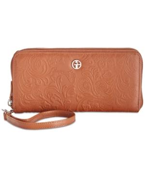 Giani Bernini Sandalwood Tooled Zip-around Wallet, Created For Macy's