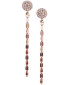 Unwritten Cubic Zirconia Pave Chain Linear Drop Earrings In Rose Gold-flashed Sterling Silver