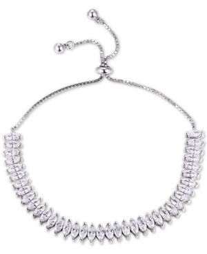 Tiara Cubic Zirconia Bolo Bracelet In Sterling Silver
