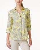 Charter Club Linen Button-down Shirt, Paisley Print