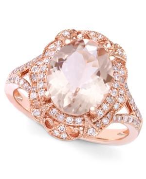 Blush By Effy Morganite (3-1/8 Ct. T.w.) And Diamond (1/4 Ct. T.w.) Oval Ring In 14k Rose Gold