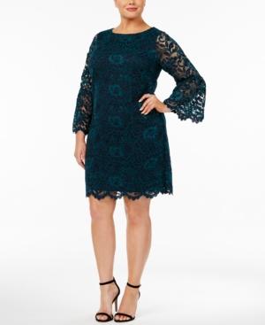 Jessica Howard Plus Size Bell-sleeve Lace Dress