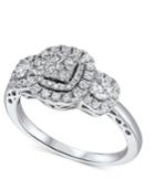 Diamond Multi-halo Cluster Engagement Ring (3/4 Ct. T.w.) In 14k White Gold