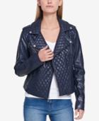 Tommy Hilfiger Quilted Faux-leather Moto Jacket, Created For Macy's