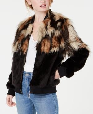 Say What? Juniors' Mixed Faux-fur Bomber Jacket