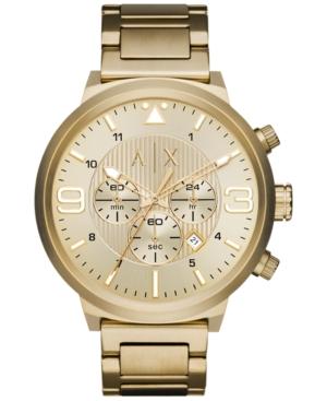 Ax Armani Exchange Men's Chronograph Gold-tone Stainless Steel Bracelet Watch 49mm Ax1368