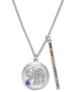 Danori Silver-tone Elephant Pave Disc & Horizontal Bar Pendant Necklace, 16 + 2 Extender, Created For Macy's