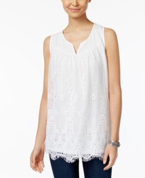 Style & Co Lace Scalloped-hem Top, Only At Macy's