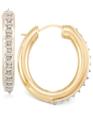 Signature Diamonds Medium Hoop Earrings In 14k Gold Over Resin Core Diamond And Crystallized Diamond Dust