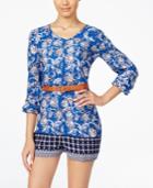 One Hart Juniors' Belted Border Romper, Only At Macy's