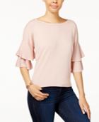 Hooked Up By Iot Juniors' Double-ruffle Bell-sleeve Sweater