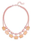 Charter Club Rose Gold-tone Orange/pink Stone 2 In 1 Necklace, Created For Macy's