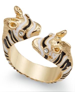 Thalia Sodi Gold-tone Crystal And Enamel Zebra Bypass Ring, Only At Macy's