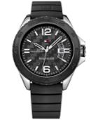 Tommy Hilfiger Men's Black Silicone Strap Watch 46mm 1791203