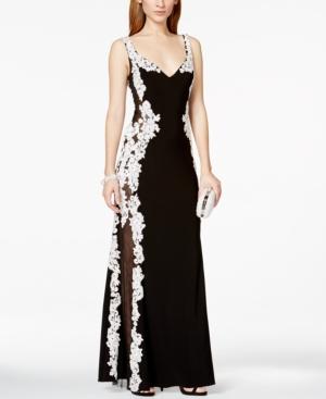 Betsy & Adam Lace Mesh-inset Gown