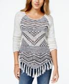 American Rag Juniors' Printed Fringe Sweater, Only At Macy's
