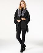 Surell Fox Fur Collar Fringe Cape