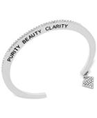 Bcbgeneration Rose Gold-tone Purity Beauty Clarity Crystal Charm Message Cuff Bracelet