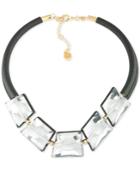 Trina Turk Gold-tone Crystal Nugget Leather Statement Necklace