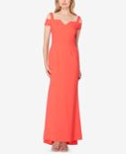 Tahari Asl Cold-shoulder Gown