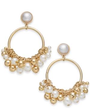 I.n.c. Gold-tone Imitation Pearl Shaky Drop Hoop Earrings, Created For Macy's