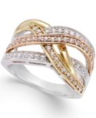 Diamond Tri Orbit Ring (1/2 Ct. T.w) In 14k Two-tone Gold And Sterling Silver