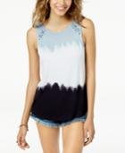 Hippie Rose Juniors' Lace-up Tie-dyed Tank Top