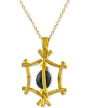 Kesi Jewels Tahitian Pearl (8x6mm) 16 Pendant Necklace In 18k Gold-plated Sterling Silver