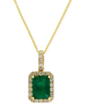 Brasilica By Effy Emerald (1-3/8 Ct. T.w.) And Diamond (1/4 Ct. T.w.) Pendant Necklace In 14k Gold, Created For Macy's