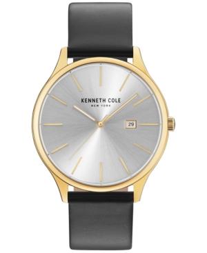 Kenneth Cole Men's Black Leather Strap Watch 42mm Kc15096001