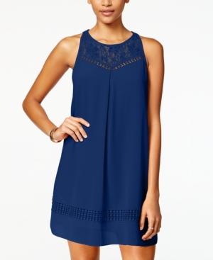 Bcx Juniors' Lace-yoke Crochet Shift Dress