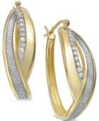 Diamond Twist Overlap Glitter Hoop Earrings (1/4 Ct. T.w.) In 14k Gold-plated Sterling Silver