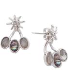 Lonna & Lilly Silver-tone Pave & Abalone Stone Front-and-back Earrings