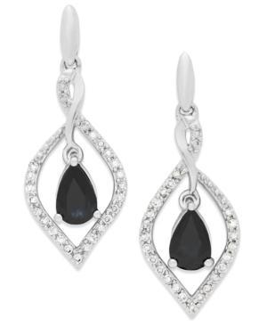 Sapphire (1-1/10 Ct. T.w.) And Diamond (1/5 Ct. T.w.) Drop Earrings In 14k White Gold
