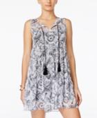 Alice Through The Looking Glass Juniors' Sleeveless Printed Peasant Dress