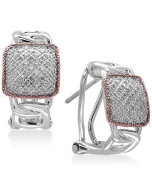 Effy Diamond Pave Hoop Earrings (1/4 Ct. T.w.) In Sterling Silver And 14k Rose Gold
