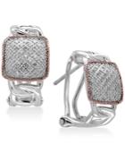 Effy Diamond Pave Hoop Earrings (1/4 Ct. T.w.) In Sterling Silver And 14k Rose Gold