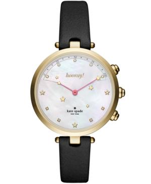 Kate Spade New York Women's Holland Slim Black Leather Strap Hybrid Smart Watch 38mm