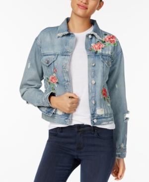 M1858 Ripped Embroidered Denim Jacket, Created For Macy's