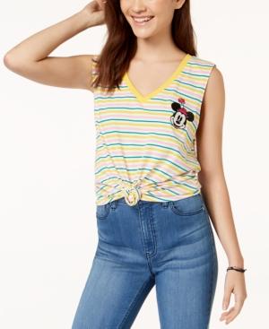 Hybrid Juniors' Disney Minnie Mouse Striped Knot-front Tank Top