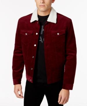 Wht Space Men's Corduroy Trucker Jacket With Fleece Trim