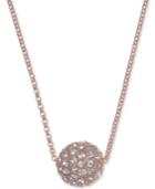 Anne Klein Rose Gold-tone Pave Fireball Pendant Necklace
