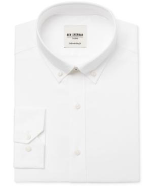 Ben Sherman Men's Slim-fit White Solid Oxford Dress Shirt