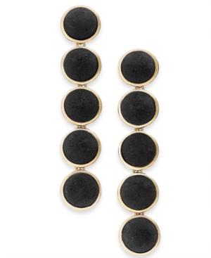 I.n.c. Gold-tone Fabric Button Drop Earrings, Created For Macy's